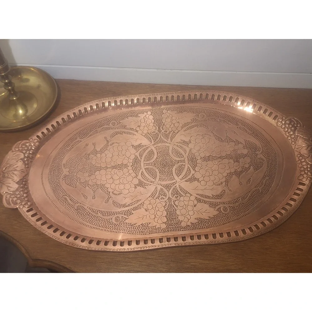 Vintage copper handmade tray